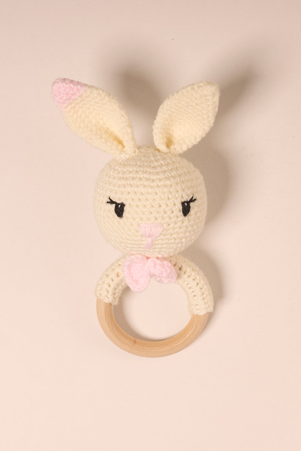 Vose - 100% Goat Hair Baby Brush and Handmade Teether Set - RABBIT
