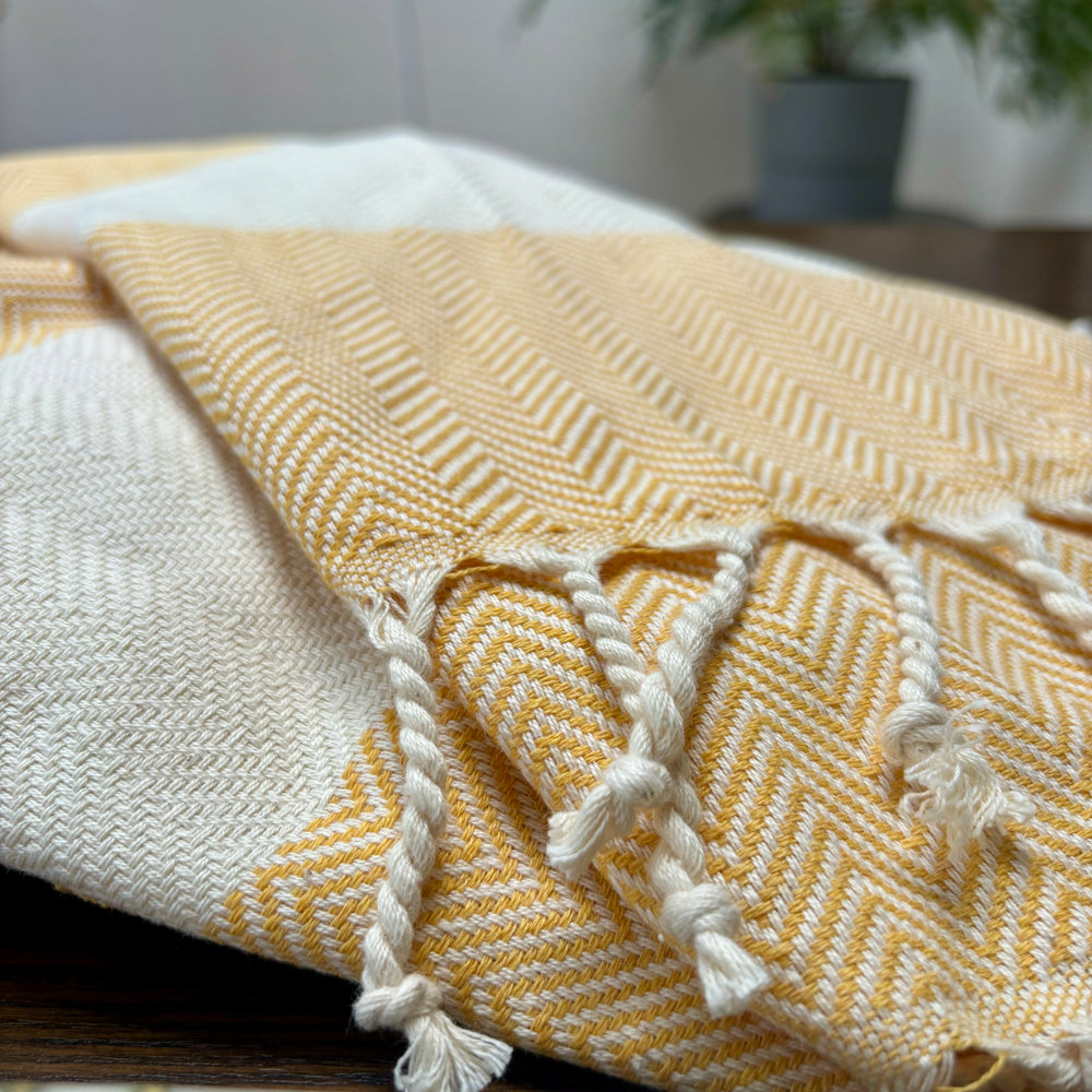 HERRINGBONE - 100% Organic Cotton Turkish Towel Yellow