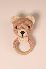 Vose - 100% Goat Hair Baby Brush and Handmade Teether Set - BEAR