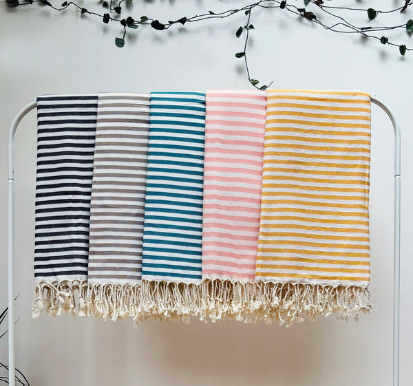 MODERN - 100% Organic Cotton Turkish Towel Black/White