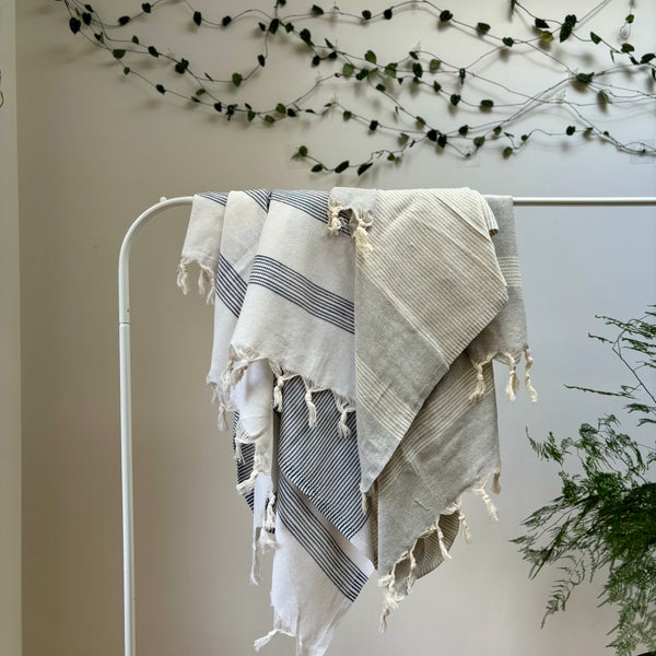 HORIZON - 100% Organic Cotton Turkish Towel Grey/White