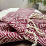 DIAMOND - 100% Organic Cotton Turkish Towel Cherry
