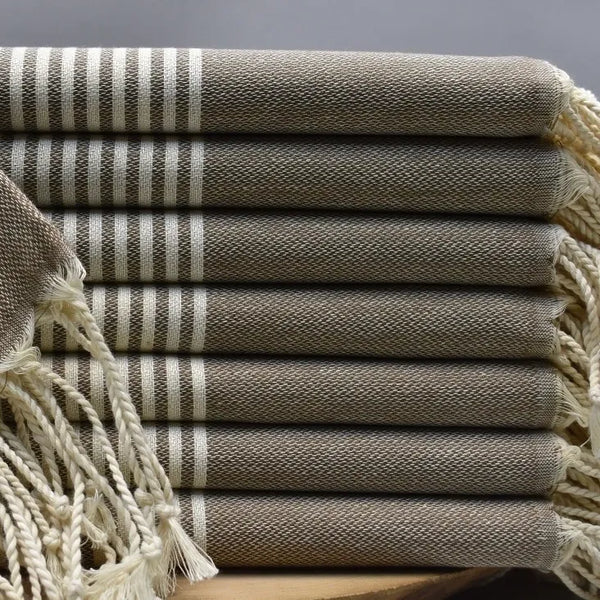 AEGEAN - 100% Organic Cotton Turkish Towel Brown.