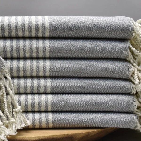 AEGEAN - 100% Organic Cotton Turkish Towel Grey - Fig Wellbeing