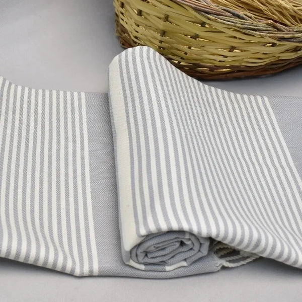 AEGEAN - 100% Organic Cotton Turkish Towel Grey - Fig Wellbeing