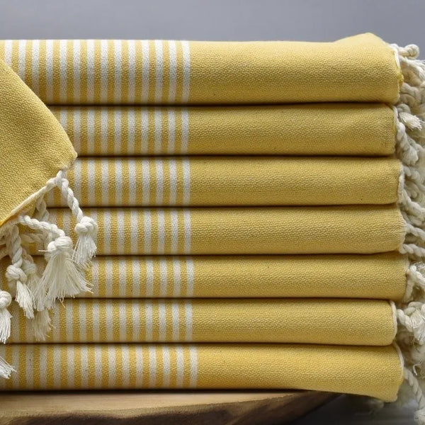 AEGEAN - 100% Organic Cotton Turkish Towel Yellow.