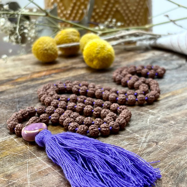 Crown Chakra - Rudraksha Mala Necklace - Fig Wellbeing