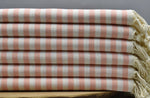 Peach and white striped 100% organic cotton Turkish Towel 