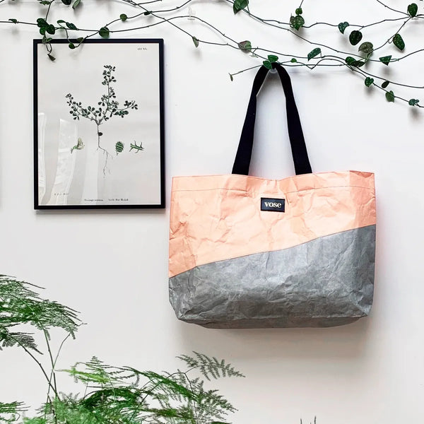 Vose - Tyvek Shopper Bag - Grey/Peach.